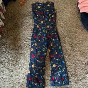 Floral denim jumpsuit - xs